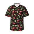 thumbnail image 1 of Sikiie Sweet Red Cherry Print Men's Hawaiian Shirt, Summer Beach Button Pocket Short Sleeve T-Shirt,Medium, 1 of 7