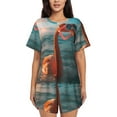thumbnail image 1 of Sikiie Swimming Goggled Flamingo Womens Pajama Sets Short Sleeve Top With Pants Sleepwear 2 Piece Lounge Set4X-Large, 1 of 6