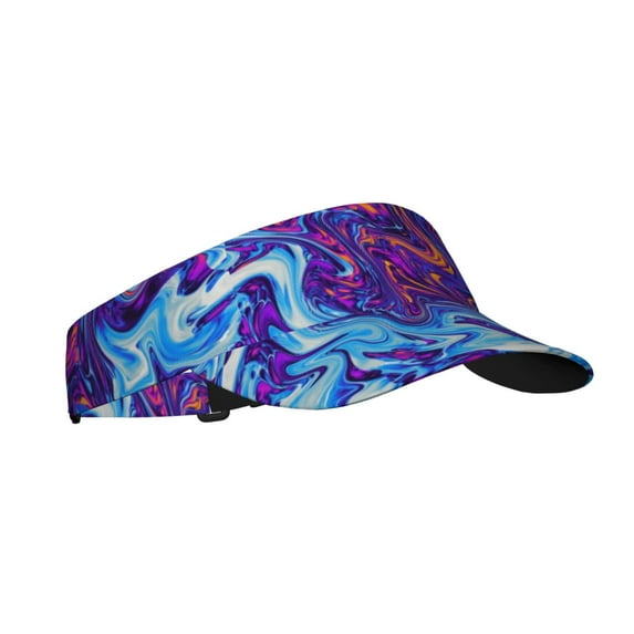 Sikiie Swirl Print Blue Purple Sun Visor Hat Adjustable Velcro Golf Visor Sports Sunscreen Visor Hat for Outdoor Activities