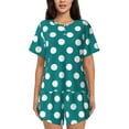 thumbnail image 1 of Sikiie Teal And White Polka Dot Womens Pajama Sets Short Sleeve Top With Pants Sleepwear 2 Piece Lounge Set-Large, 1 of 6