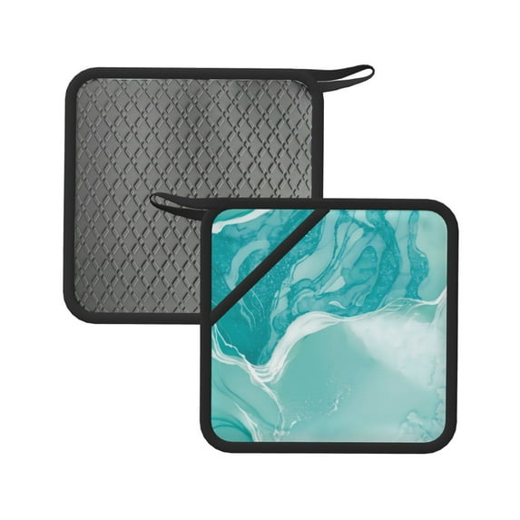 Sikiie Teal Turquoise 1 Pot Holders Kitchen Insulation Mats Heat Resistant Pot-Holder Oven Anti-Scald Pads for Cooking Baking, 7.1*7.1inch