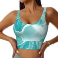 thumbnail image 1 of Sikiie Teal Turquoise 1 Print Strappy Sports Bra for Women Padded Push Up Sports Bra Athletic Running Sports Bra Workout Bra Yoga Bra, 1 of 5