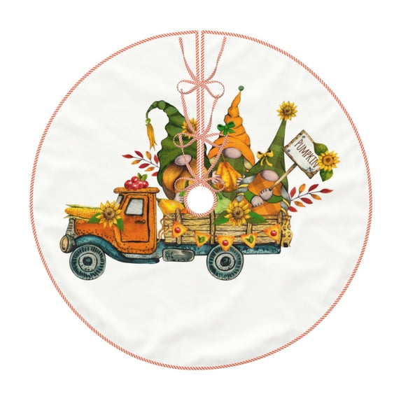 Sikiie Thanksgiving Truck Nativity Christmas Tree Skirt, Jesus Christian Winter Holiday Tree Mat Decoration(30-48IN)36"