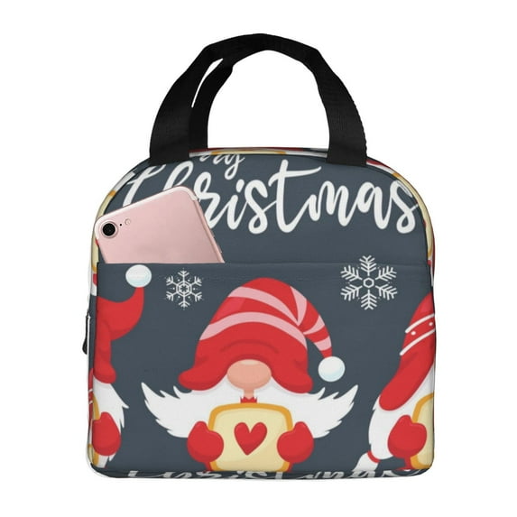 Sikiie Three Cute Christmas Gnomes Lunch Bag for Women & Men Adult Insulated Lunch Box, Food Lunch Containers Lunch Tote Bags for Work, Travel, Outdoor