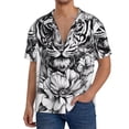 thumbnail image 1 of Sikiie Tiger Butterfly Floral Art Men's Cuban Shirt, Hawaiian Shirts, Business Casual Button Down Shirts, Short Sleeve Shirt-Large, 1 of 5
