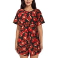 thumbnail image 1 of Sikiie Tomato Womens Pajama Sets Short Sleeve Top With Pants Sleepwear 2 Piece Lounge Set3X-Large, 1 of 6