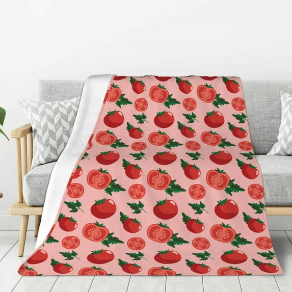 Sikiie Tomatoes Cozy Flannel Fleece Throw Blanket: Lightweight & Thick for All Seasons - Perfect for Women, Men, & Kids"50"x40"
