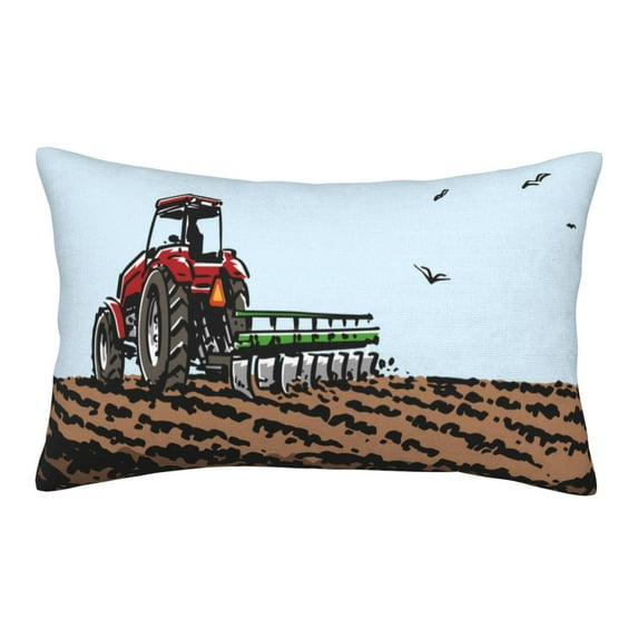 Sikiie Tractor plowing a field Print Plush Pillow Cover, Wrinkle-proof and Stain-resistant Pillow Protector without Pillow Core, Home Decoration-14"x20"
