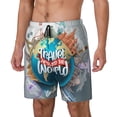 thumbnail image 1 of Sikiie Travel Around The World Print Men's Double Layer Swimming Trunks, Adjustable Waistband and Pockets Sports Swimming Trunks, Beach Swimwear-Medium, 1 of 6