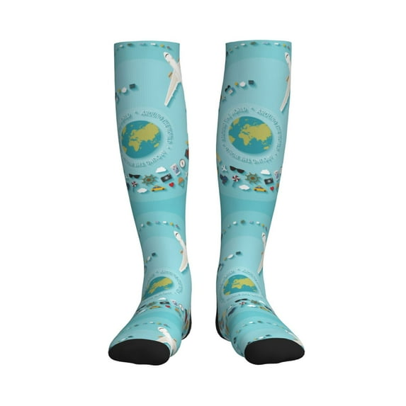 Sikiie Travelling on Airplane 1 Pairs Compression Socks for Men and Women 15-20 mmHg Running Support Socks
