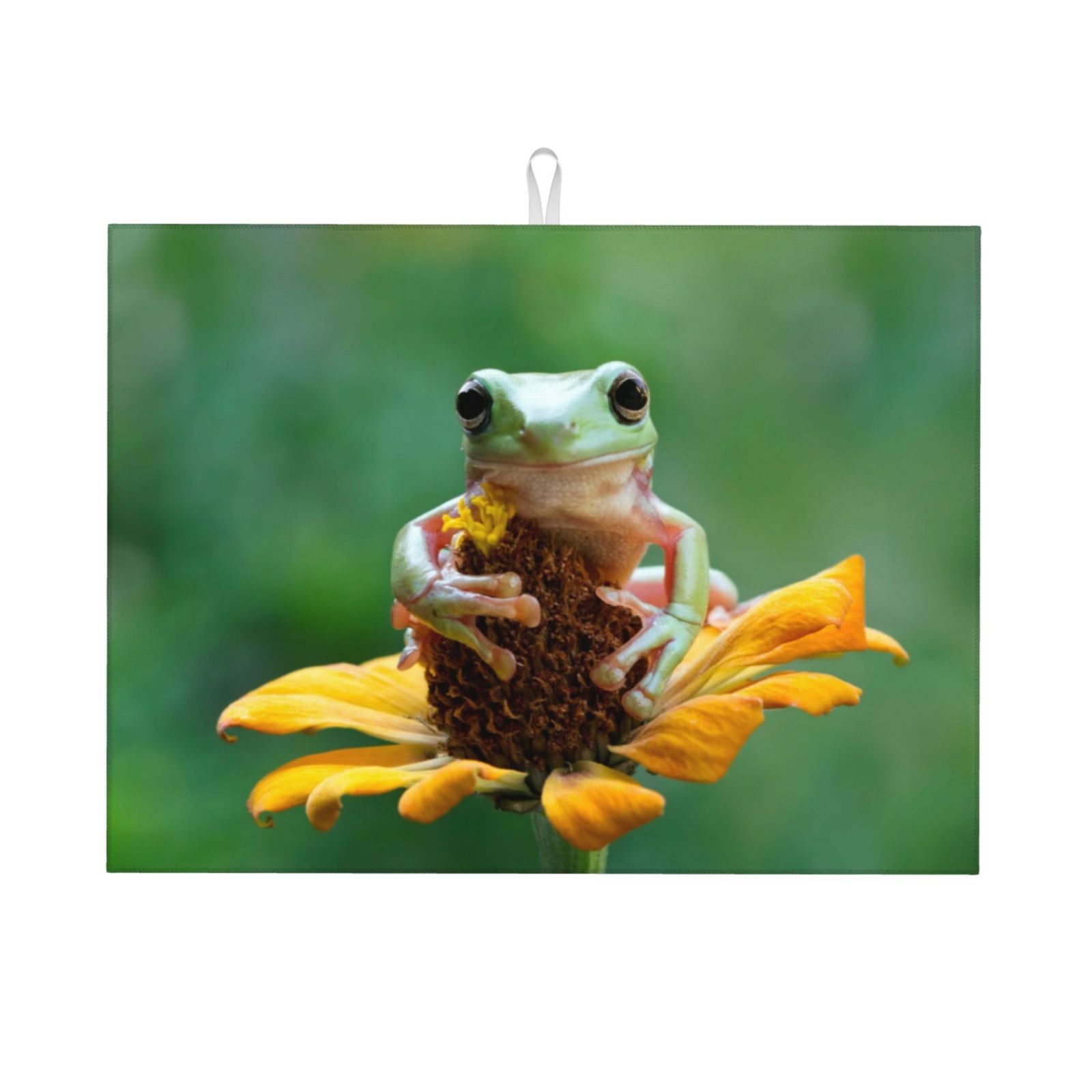 Sikiie Tree Frog Sitting On Sunflowes Dish Drying Mat, Kitchen Counter ...