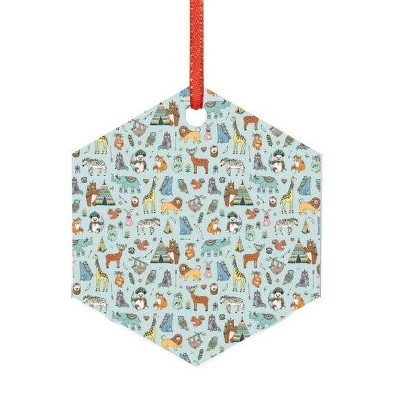 Sikiie Tribal Animals Acrylic Christmas Ornament Pendant Christmas Ornaments Hanging Ornament for Christmas Winter New Year Party -Hexagon