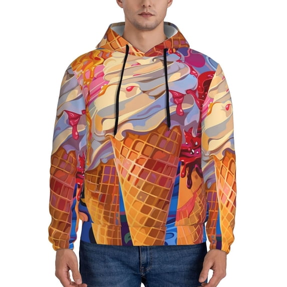 Sikiie Trio Of Dripping Cones Men's Hoodie, Essentials Hoodie, Sweatshirt, Pullover Hooded Sweatshirt for Men-XX-Large