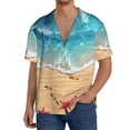 thumbnail image 1 of Sikiie Tropical Beach With Starfish Men's Cuban Shirt, Hawaiian Shirts, Business Casual Button Down Shirts, Short Sleeve Shirt-X-Large, 1 of 5
