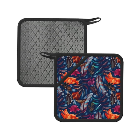 Sikiie Tropical Flower Pot Holders Kitchen Insulation Mats Heat Resistant Pot-Holder Oven Anti-Scald Pads for Cooking Baking, 7.1*7.1inch