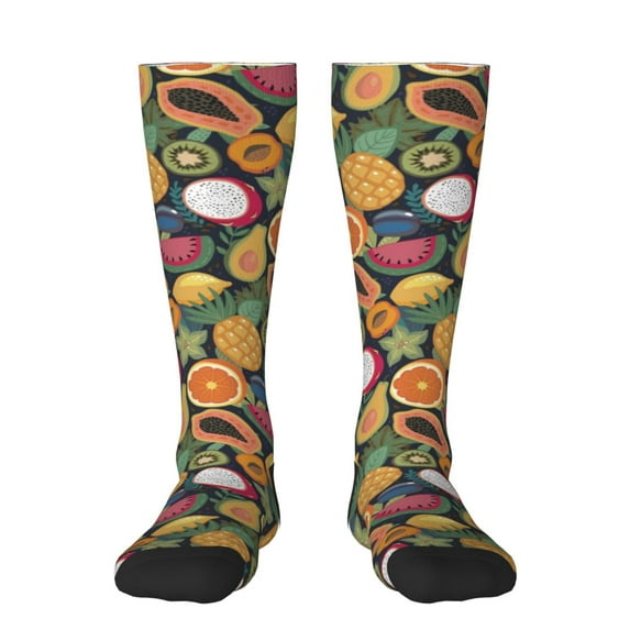 Sikiie Tropical Fruits Knee Socks, High Socks Long Stretchy Sock Women Knee High Stocking, Long Socks for Women