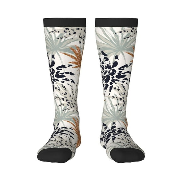 Sikiie Tropical Leaves Knee Socks, High Socks Long Stretchy Sock Women Knee High Stocking, Long Socks for Women