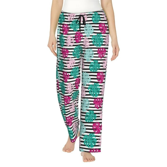 Sikiie Tropical Leaves Women’s Ultra-Soft Comfy Lounge Pants Sleepwear Comfy Lounge Pants Drawstring Sleep Bottoms with PocketsX-Large
