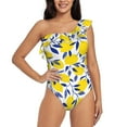 thumbnail image 1 of Sikiie Tropical Lemon Print Women One Piece Swimsuits Tummy Control One Shoulder Bathing Suits Ruffle Swimwear, From S to XXL-XX-Large, 1 of 6