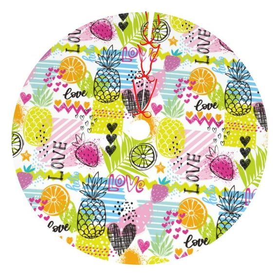 Sikiie Tropical Pineapples 30-48 inches {designName} Print Christmas Tree Skirt Snowman Xmas Tree Skirt with Edge Christmas Decorations for Holiday Party-48"
