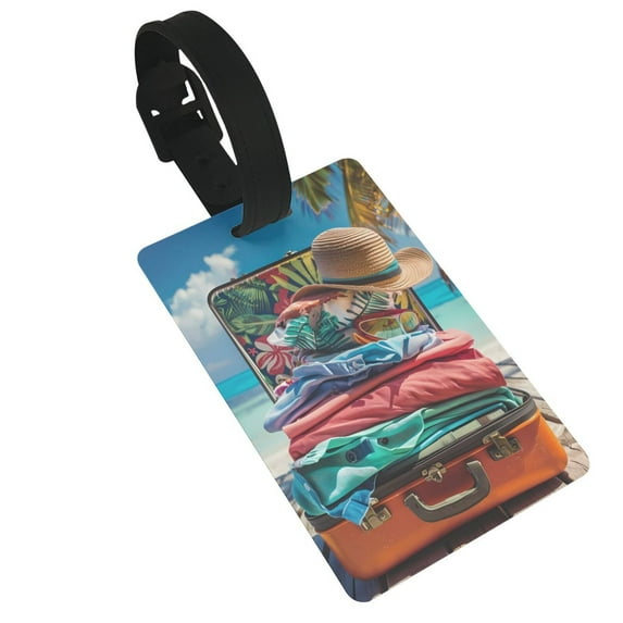 Sikiie Tropical Vacation Essentials Luggage Tags Privacy Cover ID Label Suitcase Tags Identifiers For School Bags,Suitcases