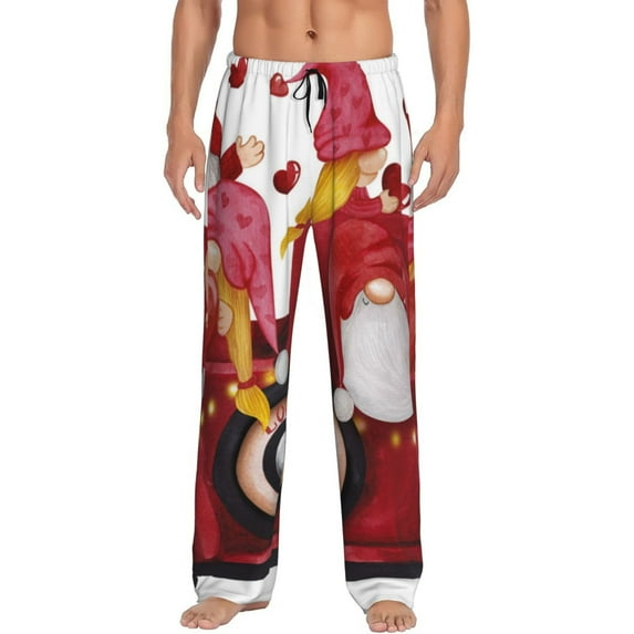 Sikiie Truck With Gnomes Pajama Pants Men, PJ Bottoms, Sleep & Lounge Pants-X-Large