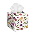 thumbnail image 1 of Sikiie Tulips Flowers Leather Tissue Box Cover Square, tissue box holder, Tissue Box with Bottom Belt-5.2”x5.2”x5.2”, 1 of 7
