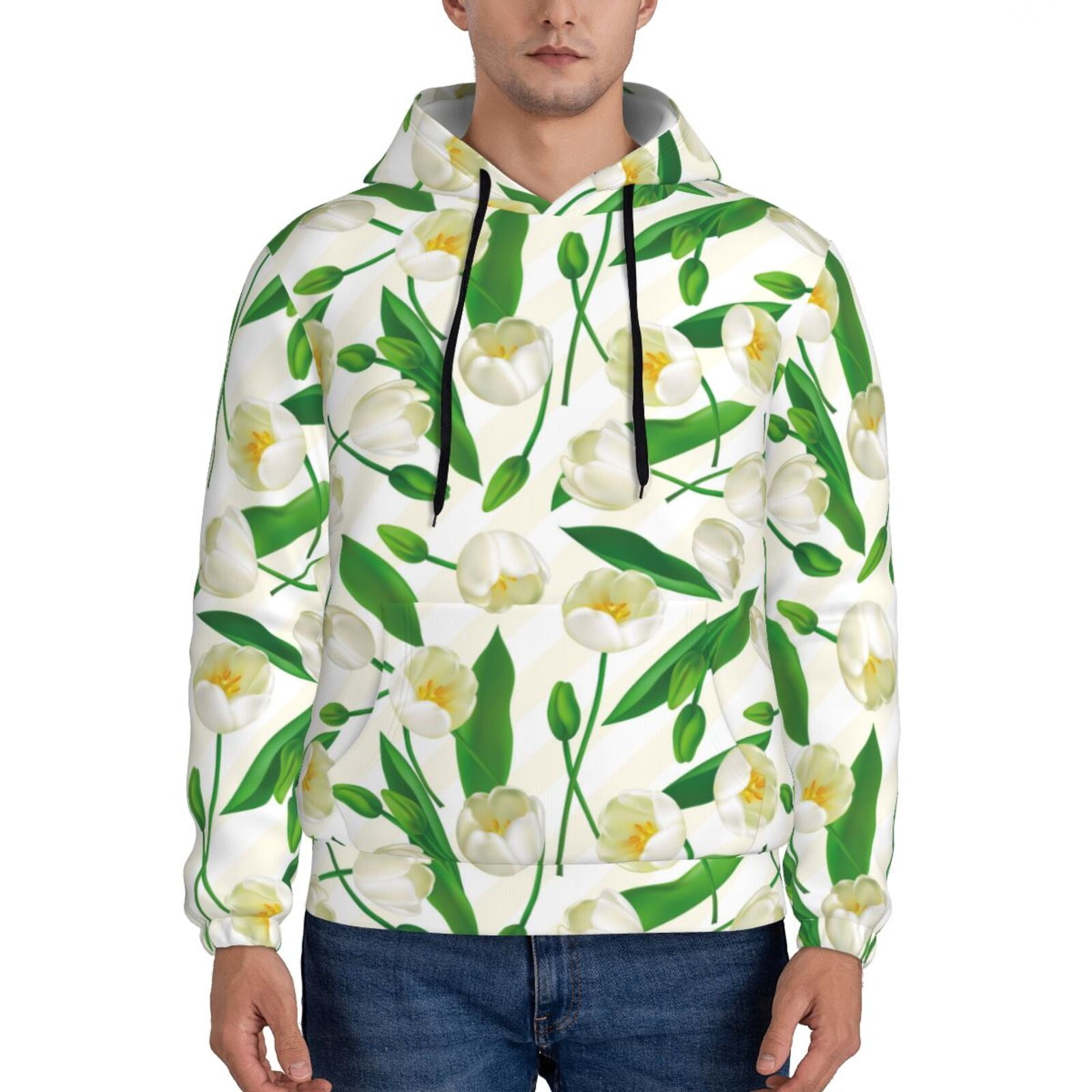 Floral Bounty White Men's Zipper Hoodie