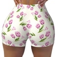 thumbnail image 1 of Sikiie Tulips Flowers Print Workout Shorts Women Scrunch Butt Gym Shorts Seamless High Waist Tummy Control Yoga Biker Athletic Shorts, 1 of 5