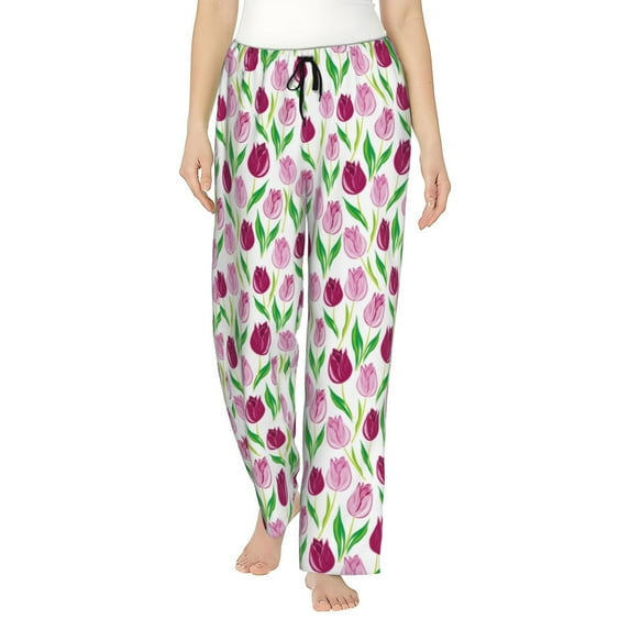 Sikiie Tulips Flowers Women’s Ultra-Soft Comfy Lounge Pants Sleepwear Comfy Lounge Pants Drawstring Sleep Bottoms with PocketsSmall
