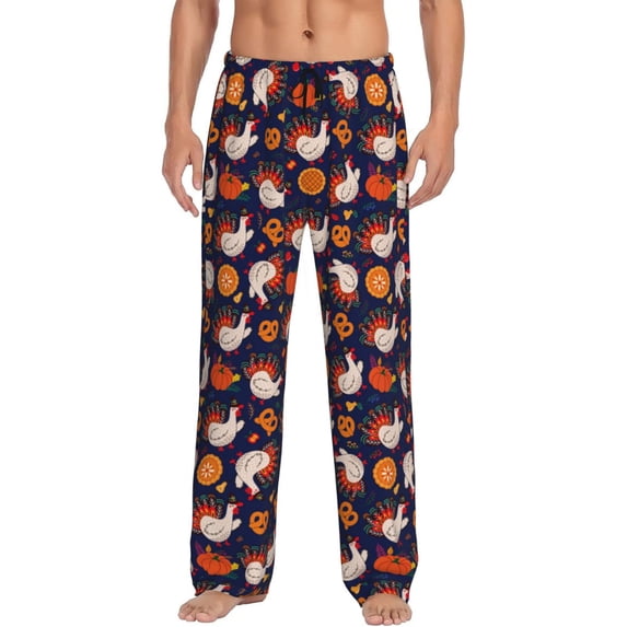 Sikiie Turkey And Thanksgiving Pajama Pants Men, PJ Bottoms, Sleep & Lounge Pants-X-Large