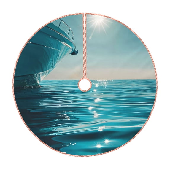 Sikiie Turquoise Ocean Reflection Christmas Tree Skirt, Christmas Tree Decorations, Christmas Decor, Tree Mat Decoration(30-48IN)-