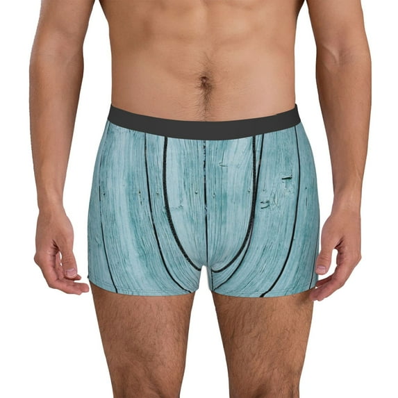 Sikiie Turquoise Wooden1 Print Men's Boxer Briefs, Elastic Waistband Boxer Briefs Leggings-XX-Large