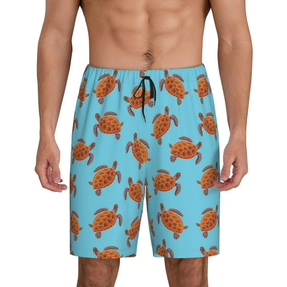 Sikiie Turtle Mens Pajama Shorts, Lightweight Lounge Pant with Pockets Soft Sleep Pj Shorts for Men4X-Large