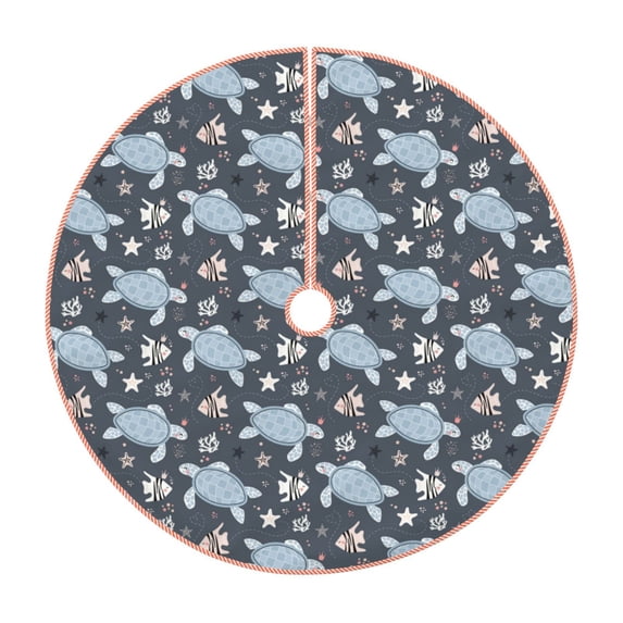 Sikiie Turtle Nativity Christmas Tree Skirt, Jesus Christian Winter Holiday Tree Mat Decoration(30-48IN)48"
