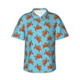 thumbnail image 1 of Sikiie Turtle Print Men's Hawaiian Shirt, Summer Beach Button Pocket Short Sleeve T-Shirt,X-Large, 1 of 7