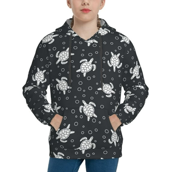 Sikiie Turtle Youth Hoodie Sweatshirt Pullover Hooded Classic Casual Essentials Hoodiefor Boys Girls Kids -Small