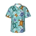 thumbnail image 1 of Sikiie Turtles And Sea Print Men's Hawaiian Shirt, Summer Beach Button Pocket Short Sleeve T-Shirt,XX-Large, 1 of 7
