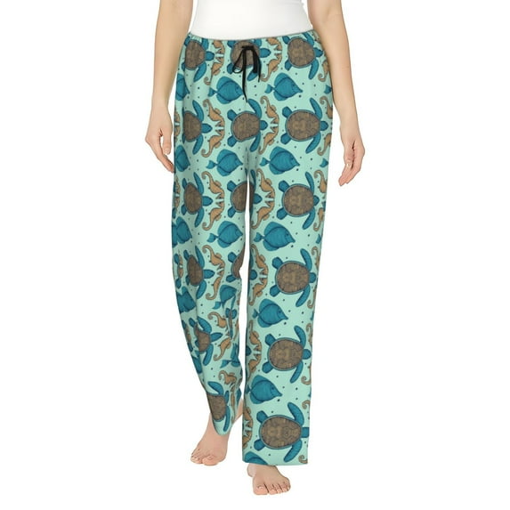 Sikiie Turtles And Seahorses Women’s Ultra-Soft Comfy Lounge Pants Sleepwear Comfy Lounge Pants Drawstring Sleep Bottoms with PocketsMedium