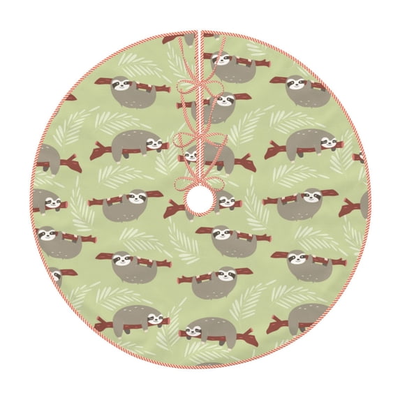 Sikiie Twig Sloth Nativity Christmas Tree Skirt, Jesus Christian Winter Holiday Tree Mat Decoration(30-48IN)30"