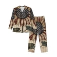 thumbnail image 1 of Sikiie USA Sunflower Flag Mens Pajama Set, Soft Warm Long Sleeve Sleepwear, Cozy Button-Down Pjs for Men-XX-Large, 1 of 7