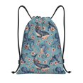 thumbnail image 1 of Sikiie Underwater Animals and Flowers Drawstring Backpack Drawstring Bags, Draw String Back Bag for Sports, Gym, Travel, Swimming, Beach-Small, 1 of 6
