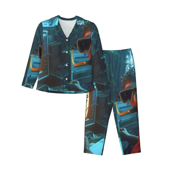 Sikiie Underwater Office Diver Pajamas for Women Set, Womens Pajama Sets, Lounge Sets for Women, 2pjs for Women-Medium