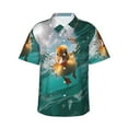 thumbnail image 1 of Sikiie Underwater Swimming Duck Print Men's Hawaiian Shirt, Summer Beach Button Pocket Short Sleeve T-Shirt,Large, 1 of 7