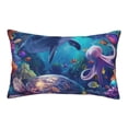 thumbnail image 1 of Sikiie Underwater Turtle Dolphin Octopus Print Plush Pillow Cover, Wrinkle-proof and Stain-resistant Pillow Protector without Pillow Core, Home Decoration-20"x30", 1 of 6