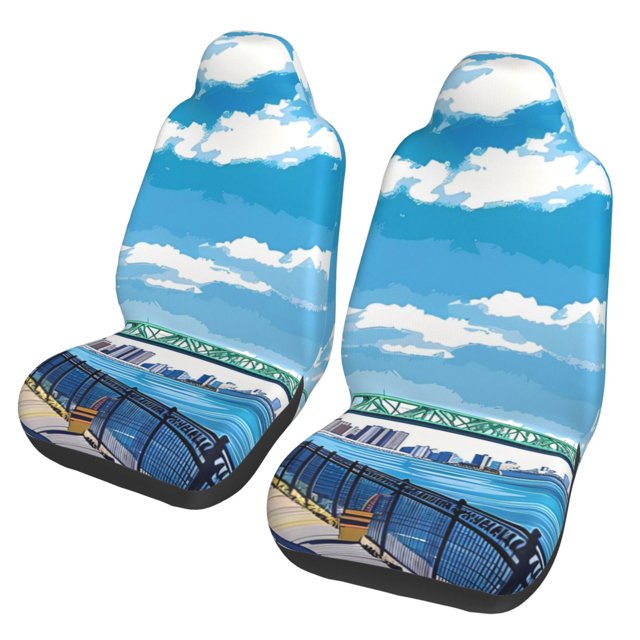 Sikiie Urban Riverside Clock Tower Car Seat Protector 2 Pack Car Seat