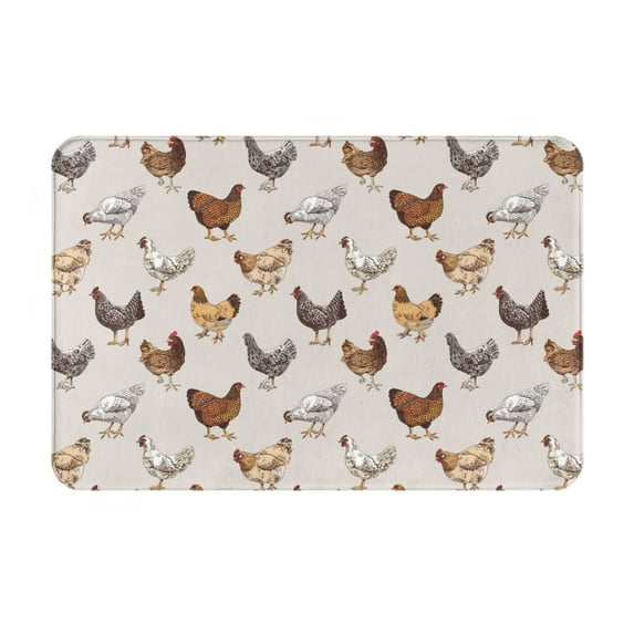 Sikiie Various Chicken Print Flannel Anti-slip Floor Mat 16x24in, Thickened Dustproof Entrance Door Mat Floor Mat for Kitchen, Bathroom, Laundry Room