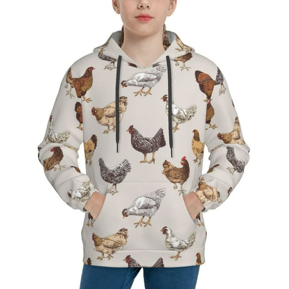 Sikiie Various Chicken Youth Hoodie Sweatshirt Pullover Hooded Classic Casual Essentials Hoodiefor Boys Girls Kids -Large
