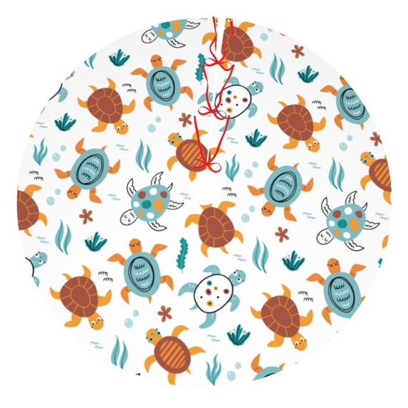 Sikiie Various Turtle 30-48 inches {designName} Print Christmas Tree Skirt Snowman Xmas Tree Skirt with Edge Christmas Decorations for Holiday Party48"