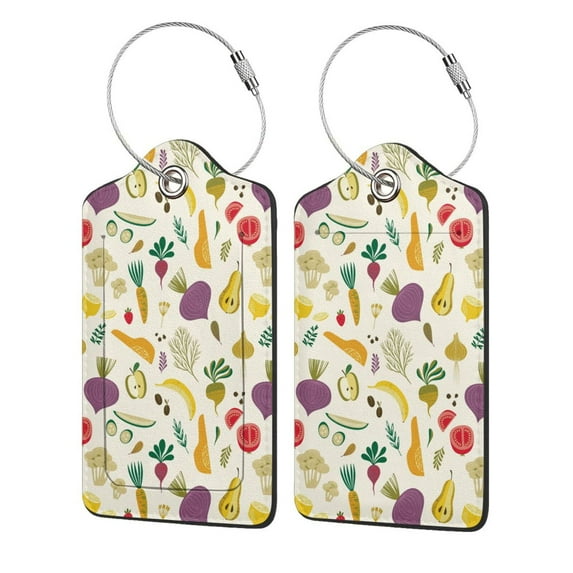 Sikiie Vegetable Luggage Tag for Suitcase Leather Baggage Tag with Stainless Steel Loop Privacy Cover for Women Men Girls-2 PCS